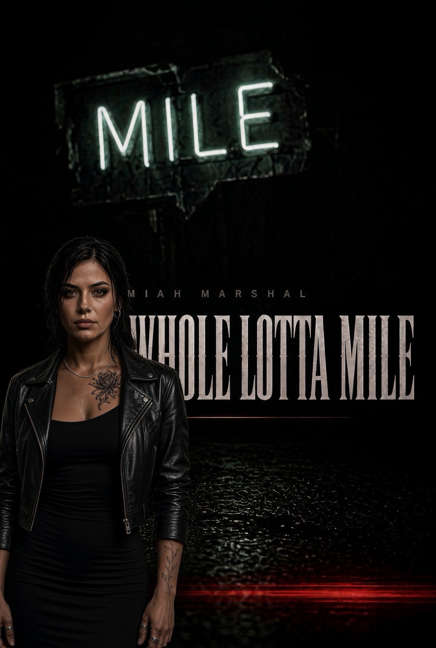 Whole Lotta Mile cover, Miah under the MILE neon